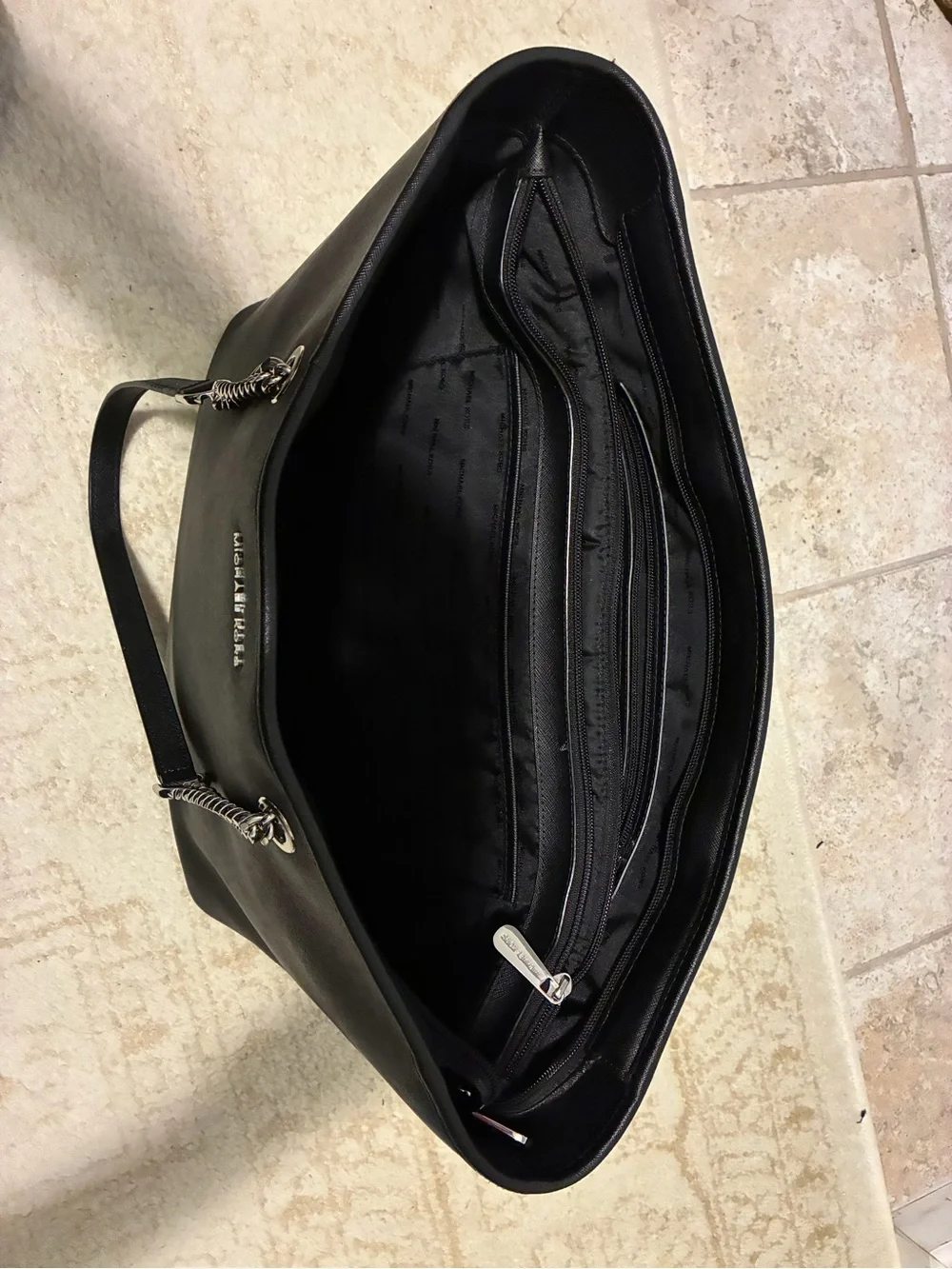 Michael Kors Black Leather Chain-Detail Tote